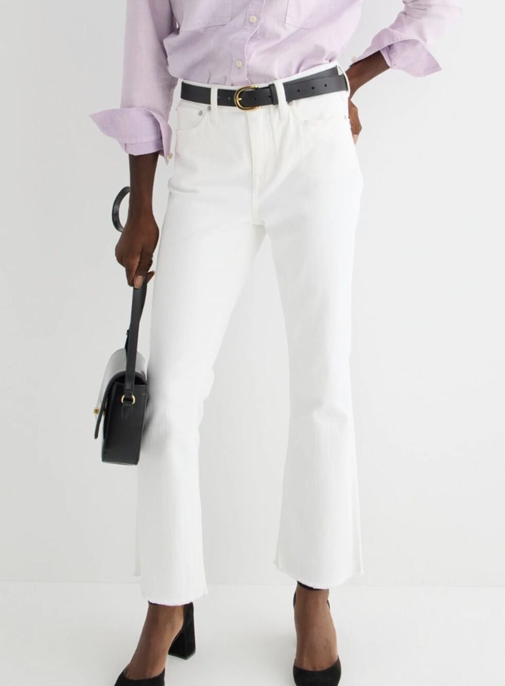 J. Crew White Denim 10" Demi Boot Crop Jeans Womens 26P